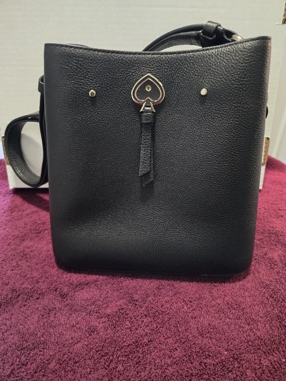 Kate Spade Black Marti Small Bucket Bag Pebbled Leather Shoulder Crossbody Bag